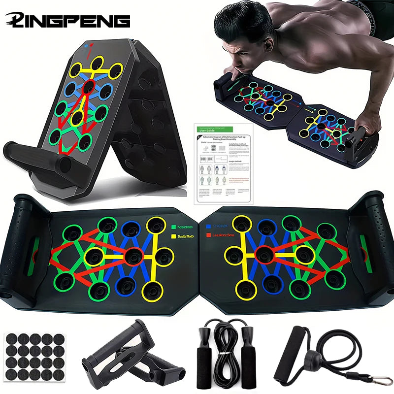 Portable Multifunctional Push-up Board Set With Handles Foldable Fitness Equipment For Chest Abdomen Arms And Back Training Ohamza